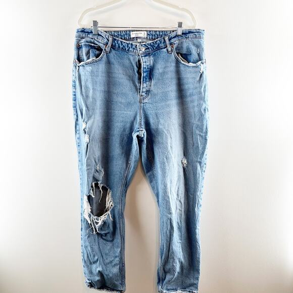 Abercrombie & Fitch The Dad High Rise Curve Love Button Fly Jeans Blue 18 - Picture 4 of 9